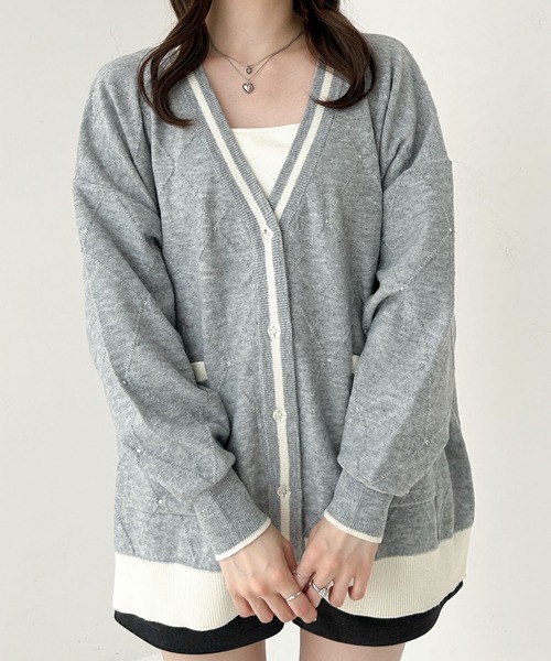 Heather(ヘザー)の「アーガイルチュニックカーディガン 146974(カーディガン/ボレロ・レディース・ブラック/グレー/アイボリー・FREE)」の19枚目の写真