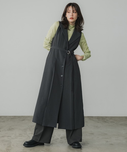 パブリックトウキョウ マシンウォッシュ・2WAYワイドラペルジレワンピ ワイドラペルジレワンピ(1 DARK GREY): : ウィメンズ｜PUBLIC