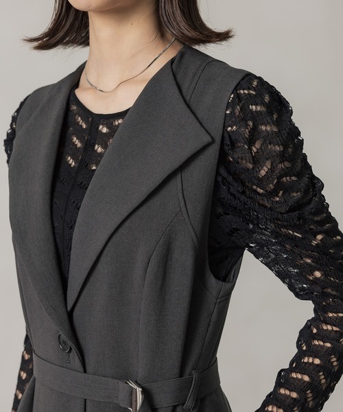 パブリックトウキョウ マシンウォッシュ・2WAYワイドラペルジレワンピ ワイドラペルジレワンピ(1 DARK GREY): : ウィメンズ｜PUBLIC