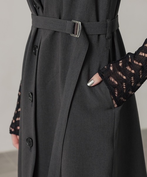 パブリックトウキョウ マシンウォッシュ・2WAYワイドラペルジレワンピ ワイドラペルジレワンピ(1 DARK GREY): : ウィメンズ｜PUBLIC