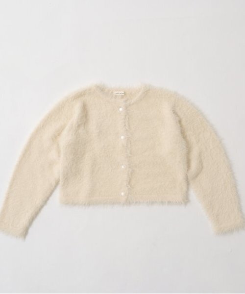 Lycee mine（リセマイン）の「シャギーニットカーディガン（カーディガン/ボレロ・キッズ・ミント/レッド/アイボリー/ライトピンク/ブラック・M(110-120)/L(130-140)）」の7枚目の写真