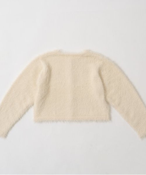 Lycee mine（リセマイン）の「シャギーニットカーディガン（カーディガン/ボレロ・キッズ・ミント/レッド/アイボリー/ライトピンク/ブラック・M(110-120)/L(130-140)）」の8枚目の写真