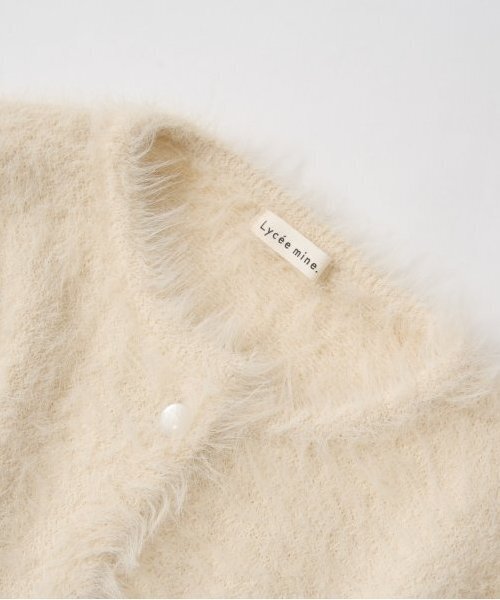 Lycee mine（リセマイン）の「シャギーニットカーディガン（カーディガン/ボレロ・キッズ・ミント/レッド/アイボリー/ライトピンク/ブラック・M(110-120)/L(130-140)）」の9枚目の写真