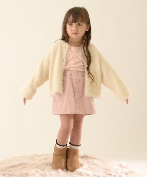 Lycee mine（リセマイン）の「シャギーニットカーディガン（カーディガン/ボレロ・キッズ・ミント/レッド/アイボリー/ライトピンク/ブラック・M(110-120)/L(130-140)）」の10枚目の写真