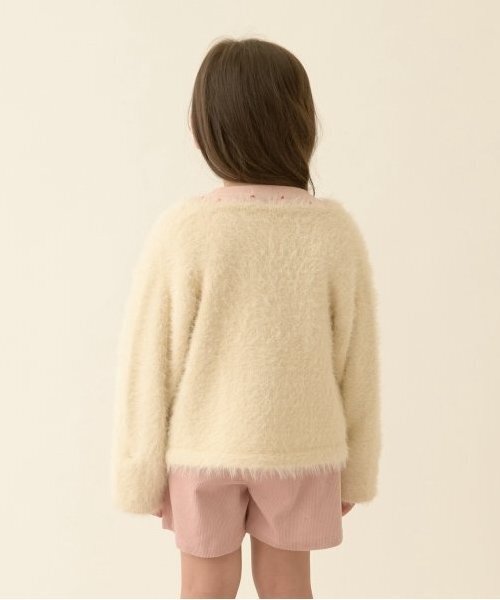 Lycee mine（リセマイン）の「シャギーニットカーディガン（カーディガン/ボレロ・キッズ・ミント/レッド/アイボリー/ライトピンク/ブラック・M(110-120)/L(130-140)）」の11枚目の写真