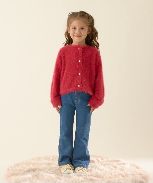 Lycee mine（リセマイン）の「シャギーニットカーディガン（カーディガン/ボレロ・キッズ・ミント/レッド/アイボリー/ライトピンク/ブラック・M(110-120)/L(130-140)）」の12枚目の写真