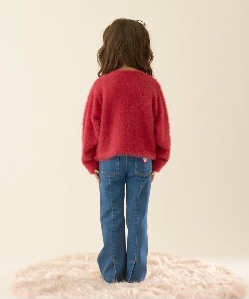 Lycee mine（リセマイン）の「シャギーニットカーディガン（カーディガン/ボレロ・キッズ・ミント/レッド/アイボリー/ライトピンク/ブラック・M(110-120)/L(130-140)）」の14枚目の写真