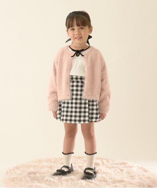 Lycee mine（リセマイン）の「シャギーニットカーディガン（カーディガン/ボレロ・キッズ・ミント/レッド/アイボリー/ライトピンク/ブラック・M(110-120)/L(130-140)）」の15枚目の写真