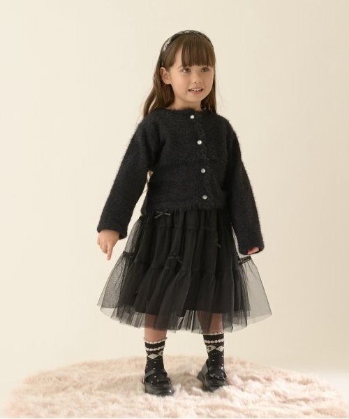 Lycee mine（リセマイン）の「シャギーニットカーディガン（カーディガン/ボレロ・キッズ・ミント/レッド/アイボリー/ライトピンク/ブラック・M(110-120)/L(130-140)）」の21枚目の写真