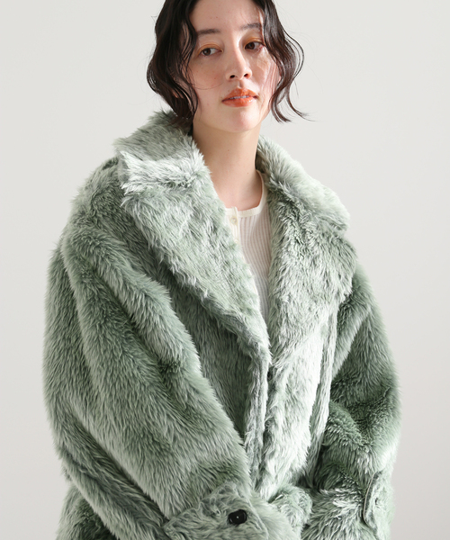 JANE SMITH / JOHN SMITH（ジェーンスミスジョンスミス）の「【JANE SMITH/ジェーンスミス】POLYESTER COLOR FUR W BREASTE：コート（その他アウター・レディース・グリーン・38）」の4枚目の写真