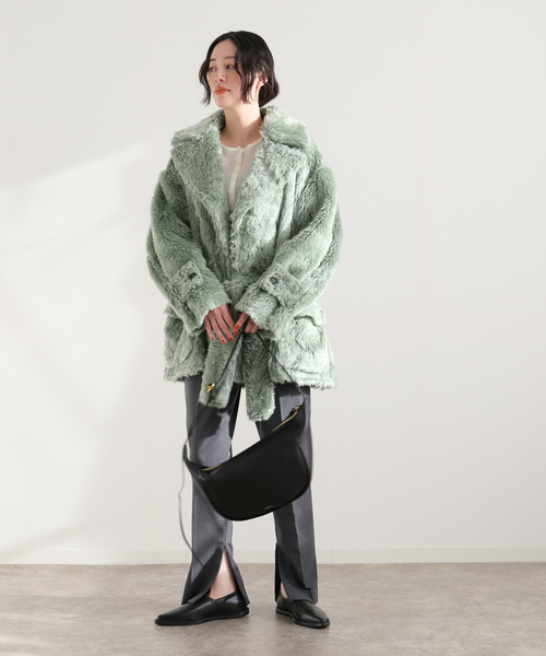 JANE SMITH / JOHN SMITH（ジェーンスミスジョンスミス）の「【JANE SMITH/ジェーンスミス】POLYESTER COLOR FUR W BREASTE：コート（その他アウター・レディース・グリーン・38）」の7枚目の写真