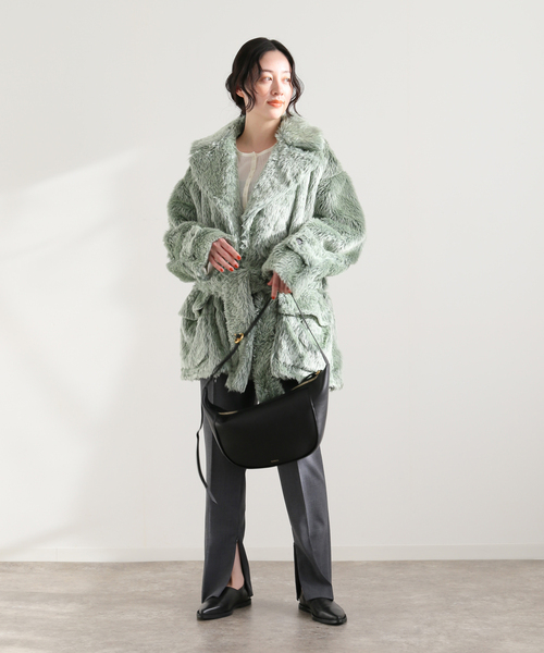 JANE SMITH / JOHN SMITH（ジェーンスミスジョンスミス）の「【JANE SMITH/ジェーンスミス】POLYESTER COLOR FUR W BREASTE：コート（その他アウター・レディース・グリーン・38）」の9枚目の写真