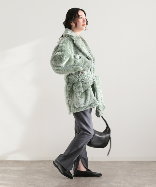 JANE SMITH / JOHN SMITH（ジェーンスミスジョンスミス）の「【JANE SMITH/ジェーンスミス】POLYESTER COLOR FUR W BREASTE：コート（その他アウター・レディース・グリーン・38）」の10枚目の写真