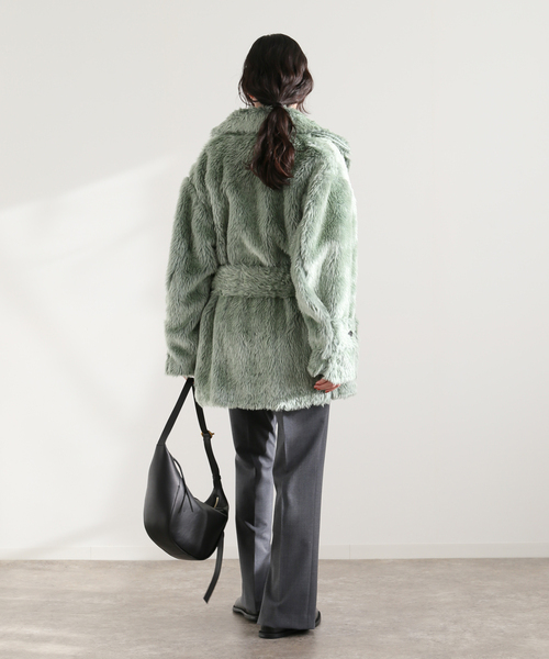 JANE SMITH / JOHN SMITH（ジェーンスミスジョンスミス）の「【JANE SMITH/ジェーンスミス】POLYESTER COLOR FUR W BREASTE：コート（その他アウター・レディース・グリーン・38）」の11枚目の写真