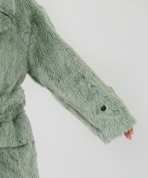 JANE SMITH / JOHN SMITH（ジェーンスミスジョンスミス）の「【JANE SMITH/ジェーンスミス】POLYESTER COLOR FUR W BREASTE：コート（その他アウター・レディース・グリーン・38）」の19枚目の写真