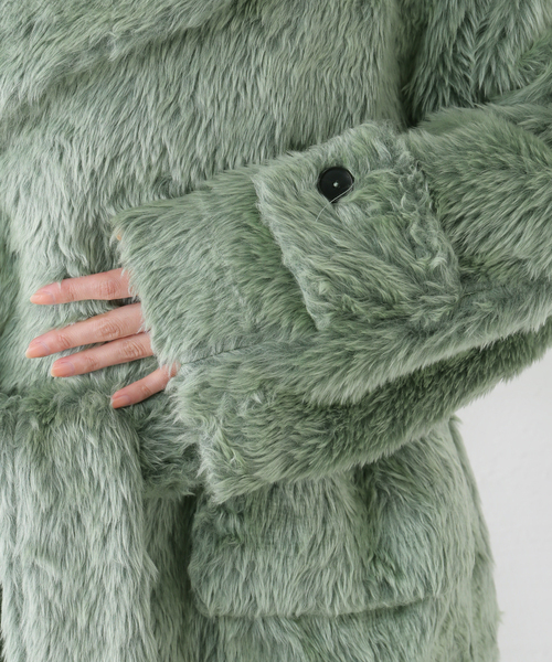 JANE SMITH / JOHN SMITH（ジェーンスミスジョンスミス）の「【JANE SMITH/ジェーンスミス】POLYESTER COLOR FUR W BREASTE：コート（その他アウター・レディース・グリーン・38）」の20枚目の写真