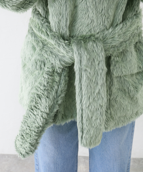 JANE SMITH / JOHN SMITH（ジェーンスミスジョンスミス）の「【JANE SMITH/ジェーンスミス】POLYESTER COLOR FUR W BREASTE：コート（その他アウター・レディース・グリーン・38）」の22枚目の写真
