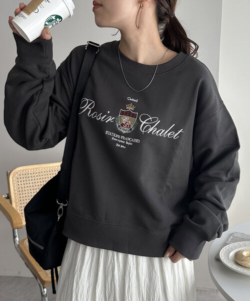 DISCOAT（ディスコート）の「【WEB限定】ロゴモチーフスウェット（Tシャツ/カットソー・レディース・ライトベージュ/ネイビー/チャコールグレー・MEDIUM）」の7枚目の写真