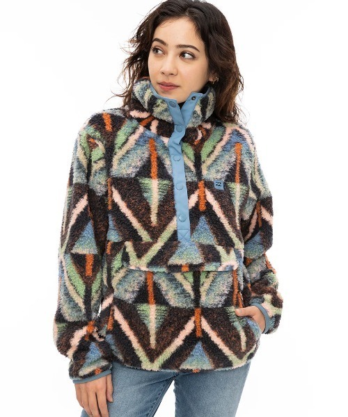 【セール】BILLABONG レディース SWITCHBACK PULLOVER スウェットジャケット/ビラボンプルオーバスタントカラーボアライクブルゾン（ブルゾン）｜BILLABONG（ビラボン）
