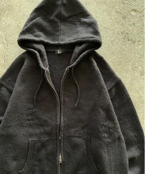 TRECLUB 24aw ダブルジップダメージニットフーディー MandO】ダブルジップダメージニットフーディ（パーカー）｜MandO