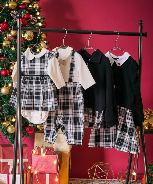 apres les cours（アプレレクール）の「【リンク】チェックジャンスカレイヤードカバーオール（ロンパース・キッズ・ブラック/レッド・70/80）」の21枚目の写真