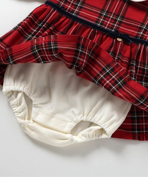 apres les cours（アプレレクール）の「【リンク】チェックジャンスカレイヤードカバーオール（ロンパース・キッズ・ブラック/レッド・70/80）」の6枚目の写真