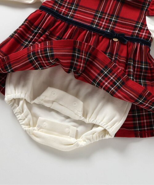 apres les cours（アプレレクール）の「【リンク】チェックジャンスカレイヤードカバーオール（ロンパース・キッズ・ブラック/レッド・70/80）」の7枚目の写真