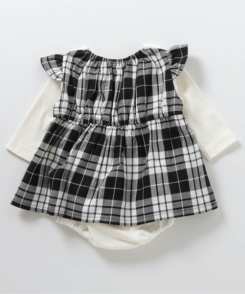 apres les cours（アプレレクール）の「【リンク】チェックジャンスカレイヤードカバーオール（ロンパース・キッズ・ブラック/レッド・70/80）」の9枚目の写真