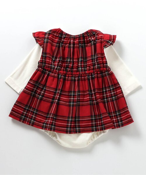 apres les cours（アプレレクール）の「【リンク】チェックジャンスカレイヤードカバーオール（ロンパース・キッズ・ブラック/レッド・70/80）」の10枚目の写真