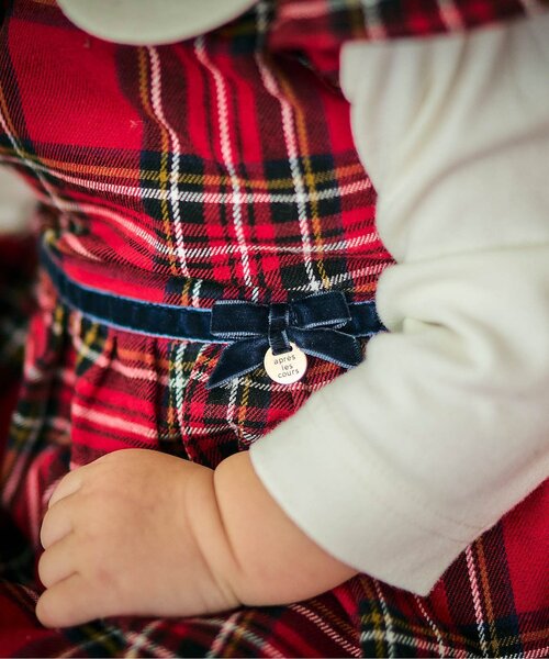 apres les cours（アプレレクール）の「【リンク】チェックジャンスカレイヤードカバーオール（ロンパース・キッズ・ブラック/レッド・70/80）」の11枚目の写真