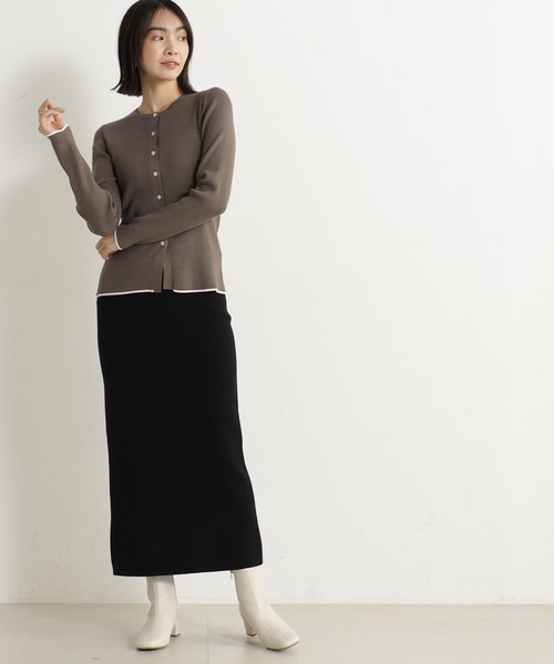 FOUND GOOD（ファウンドグッド）の「コンフォートクルーニットCD（カーディガン/ボレロ・レディース・アイボリー/ブラック/グリーン系5/グレー系8・L/M/S）」の2枚目の写真