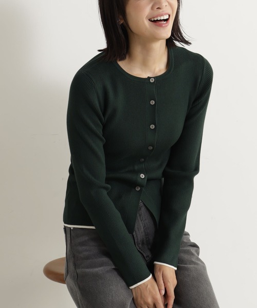 FOUND GOOD（ファウンドグッド）の「コンフォートクルーニットCD（カーディガン/ボレロ・レディース・アイボリー/ブラック/グリーン系5/グレー系8・L/M/S）」の4枚目の写真