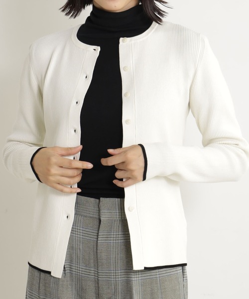 FOUND GOOD（ファウンドグッド）の「コンフォートクルーニットCD（カーディガン/ボレロ・レディース・アイボリー/ブラック/グリーン系5/グレー系8・L/M/S）」の3枚目の写真