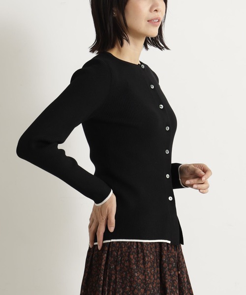 FOUND GOOD（ファウンドグッド）の「コンフォートクルーニットCD（カーディガン/ボレロ・レディース・アイボリー/ブラック/グリーン系5/グレー系8・L/M/S）」の6枚目の写真