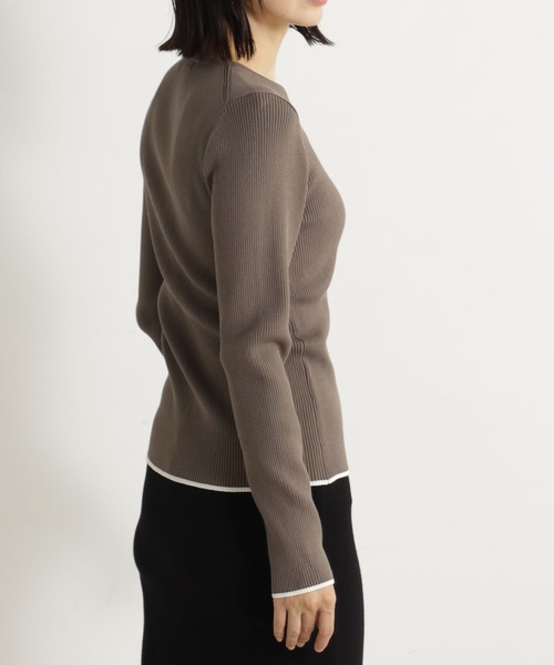 FOUND GOOD（ファウンドグッド）の「コンフォートクルーニットCD（カーディガン/ボレロ・レディース・アイボリー/ブラック/グリーン系5/グレー系8・L/M/S）」の10枚目の写真