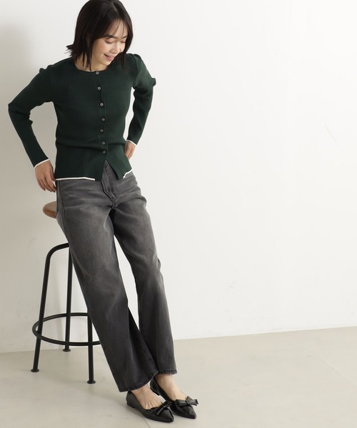 FOUND GOOD（ファウンドグッド）の「コンフォートクルーニットCD（カーディガン/ボレロ・レディース・アイボリー/ブラック/グリーン系5/グレー系8・L/M/S）」の17枚目の写真