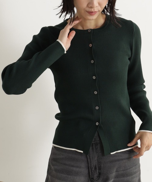 FOUND GOOD（ファウンドグッド）の「コンフォートクルーニットCD（カーディガン/ボレロ・レディース・アイボリー/ブラック/グリーン系5/グレー系8・L/M/S）」の18枚目の写真