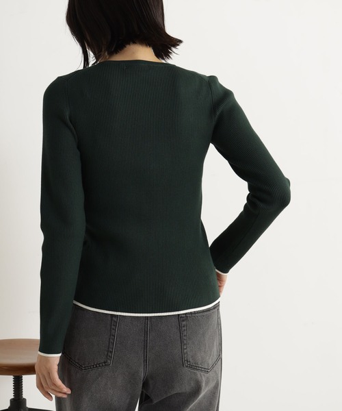 FOUND GOOD（ファウンドグッド）の「コンフォートクルーニットCD（カーディガン/ボレロ・レディース・アイボリー/ブラック/グリーン系5/グレー系8・L/M/S）」の19枚目の写真