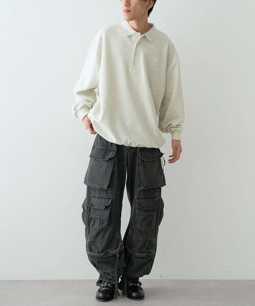 CRAFT STANDARD BOUTIQUE（クラフトスタンダードブティック）の「リップルポロシャツ（スウェット・メンズ・ネイビー/ブラック/ホワイト系その他・L/M/XL）」の8枚目の写真