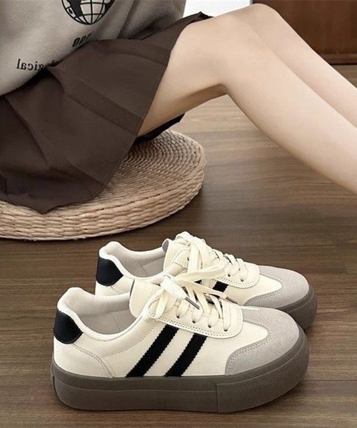 Teem Store（チームストア）の「厚底ラインジャーマンスニーカー（スニーカー・レディース・アイボリー・40/38/36）」の3枚目の写真