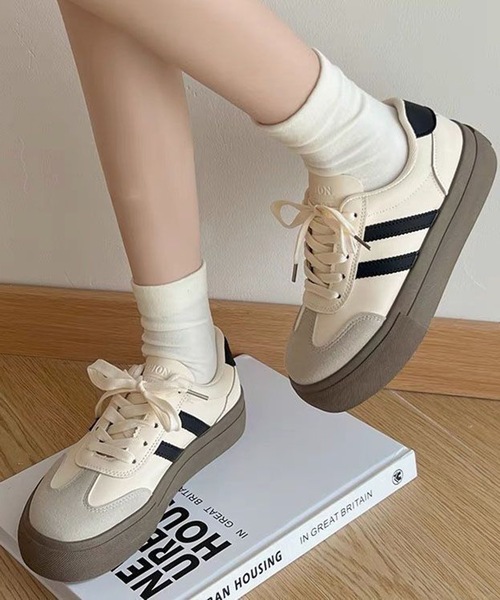 Teem Store（チームストア）の「厚底ラインジャーマンスニーカー（スニーカー・レディース・アイボリー・40/38/36）」の20枚目の写真