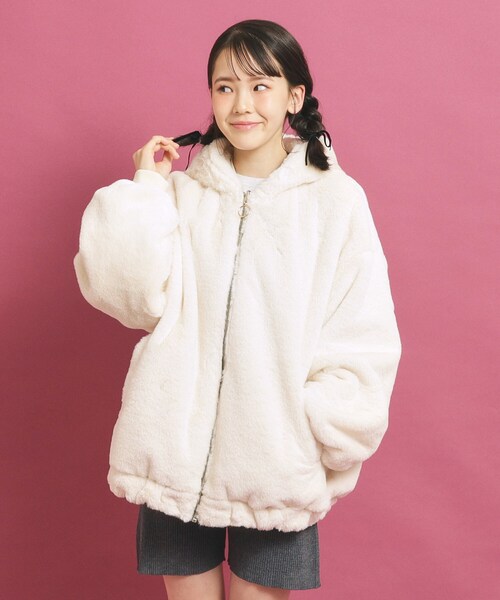 セール】【フーディ付き】モコモコ リバーシブルエコファー（ブルゾン