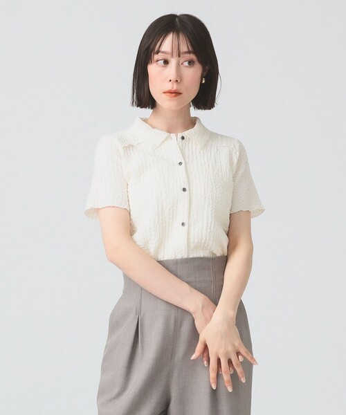 Ray BEAMS シャーリング メロー シャツ アイボリー セール】シャーリング メロー シャツ（シャツ/ブラウス）｜Ray