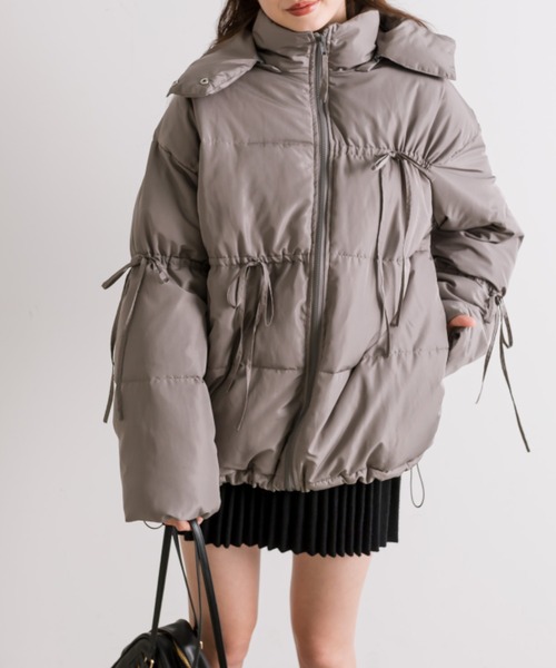 OLIVE des OLIVE（オリーブデオリーブ）の「オーバーサイズリボンエコダウン（ダウンジャケット/コート・レディース・グレー/ピンク/ブラック/オフホワイト・FREE）」の12枚目の写真