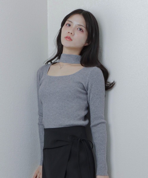 choker knit tops/チョーカーニットトップス（ニット/セーター）｜M