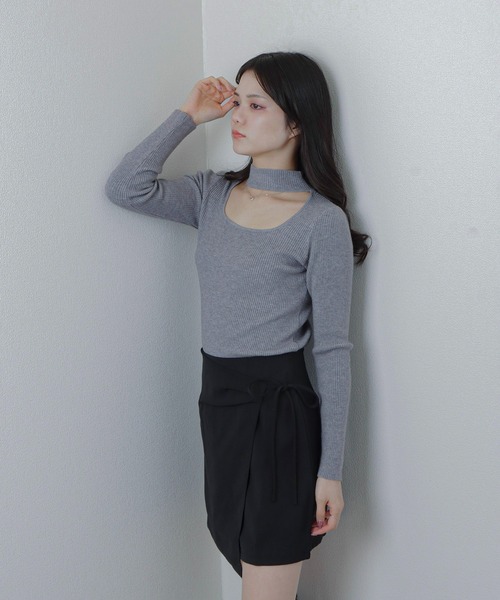 M DOLLY(エムドリー)の「choker knit tops/チョーカーニットトップス(ニット/セーター・レディース・ベージュ/アイボリー/ブラック/グレー・FREE)」の17枚目の写真