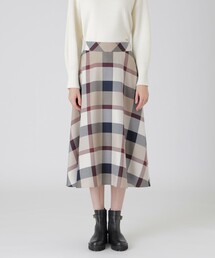 ブルーレーベルクレストブリッジ　チェック　ロングスカート　フレア　ベルト　総柄 店舗限定】クレストブリッジチェックサキソニードビーオーバー