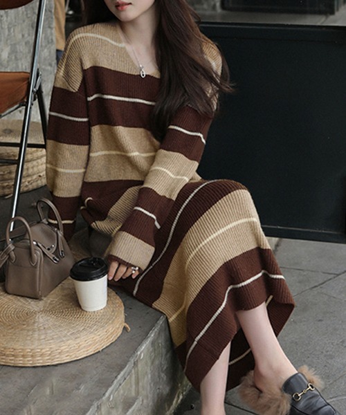 ANDMARY ボーダーニットワンピース ANDMARY ボーダーニットワンピース TITTY＆CO. ワンピース