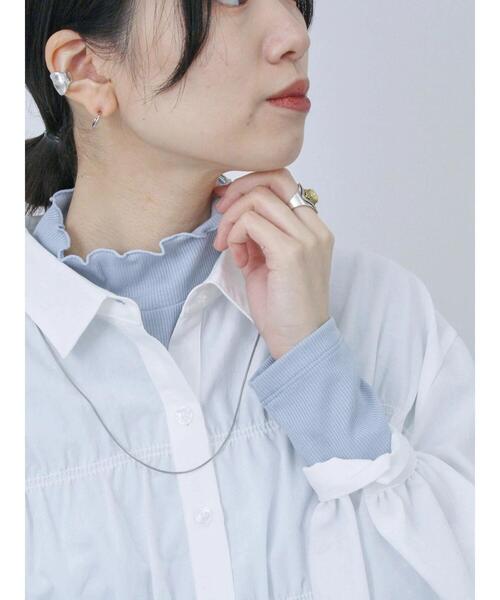 Samansa Mos2 blue（サマンサモスモスブルー）の「【吸湿発熱】リブフリル衿プルオーバー（Tシャツ/カットソー・レディース・ブラック/ブルー/オフホワイト・F）」の4枚目の写真