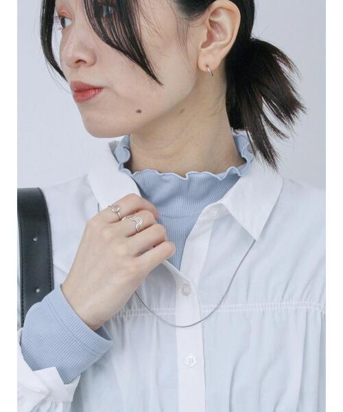 Samansa Mos2 blue（サマンサモスモスブルー）の「【吸湿発熱】リブフリル衿プルオーバー（Tシャツ/カットソー・レディース・ブラック/ブルー/オフホワイト・F）」の21枚目の写真